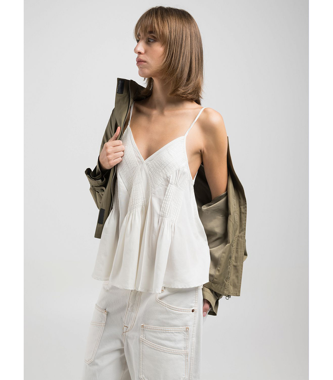 コンフォートフィットプリーツビスチェトップ 詳細画像 バターホワイト 4